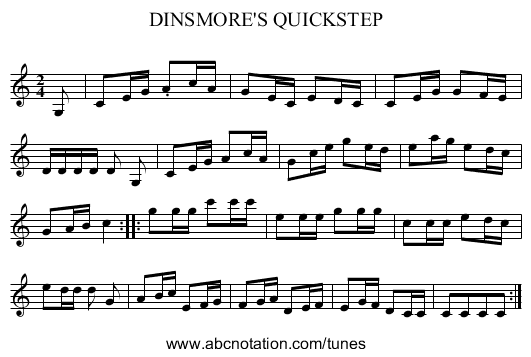 DINSMORE'S QUICKSTEP - staff notation