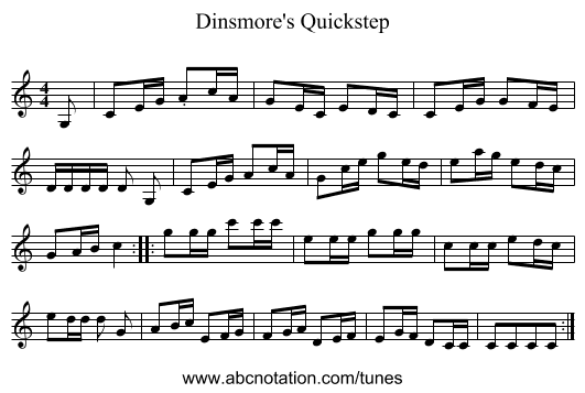 Dinsmore's Quickstep - staff notation