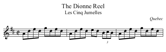 Dionne Reel, The - staff notation