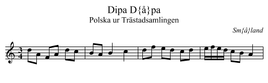 Dipa D&aring;pa - staff notation