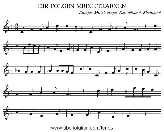 DIR FOLGEN MEINE TRAENEN - staff notation