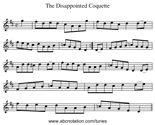 Disappointed Coquette, The - staff notation