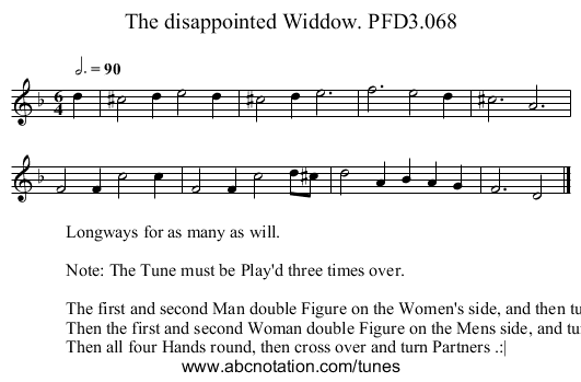 disappointed Widdow. PFD3.068, The - staff notation