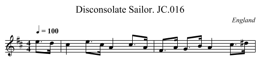 Disconsolate Sailor. JC.016 - staff notation