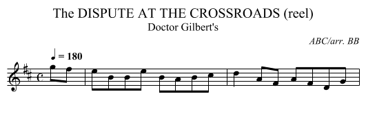 DISPUTE AT THE CROSSROADS (reel), The - staff notation