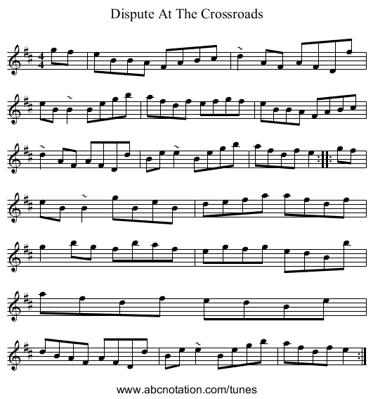 Dispute At The Crossroads - staff notation