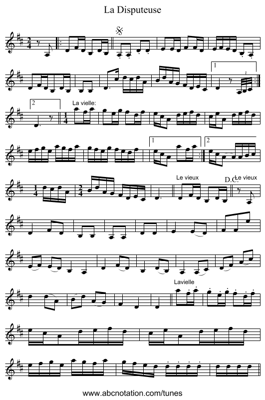 Disputeuse, La - staff notation