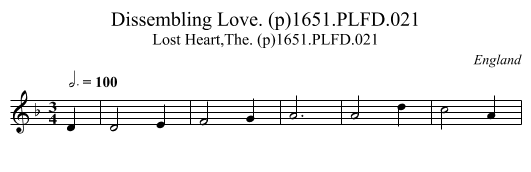 Dissembling Love. (p)1651.PLFD.021 - staff notation
