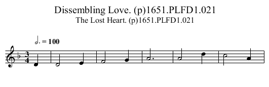 Dissembling Love. (p)1651.PLFD1.021 - staff notation