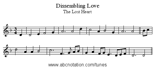 Dissembling Love - staff notation