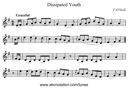 Dissipated Youth - staff notation