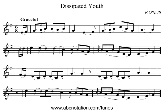 Dissipated Youth - staff notation