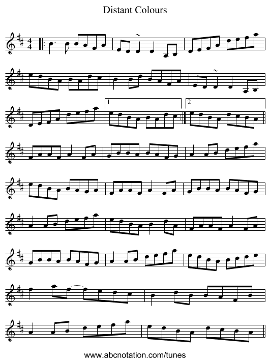 Distant Colours - staff notation