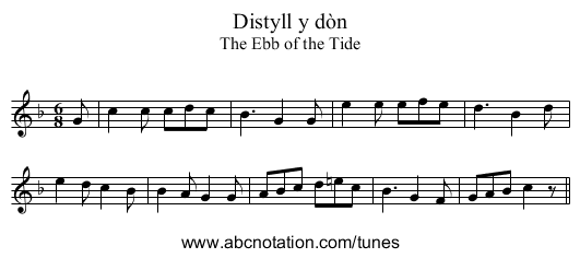 Distyll y dòn - staff notation