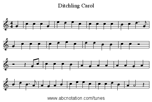 Ditchling Carol - staff notation