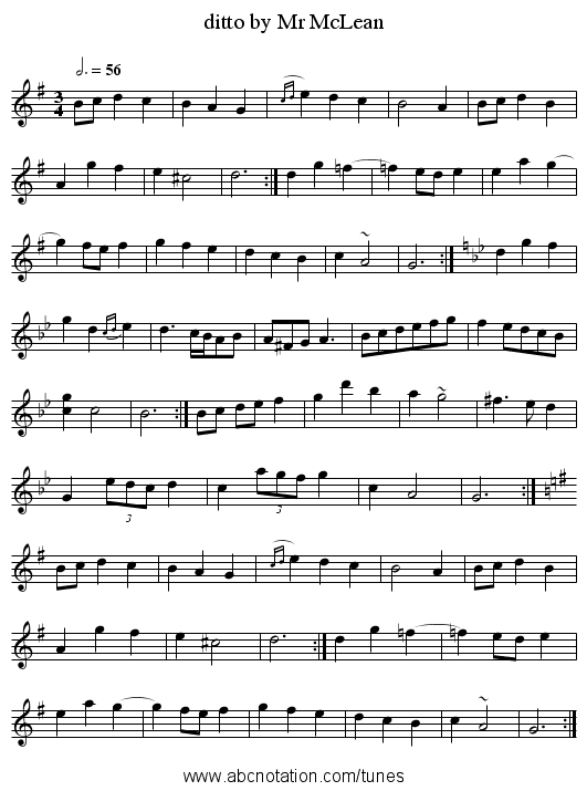 ditto by Mr McLean - staff notation