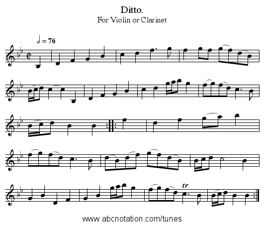 Ditto. - staff notation