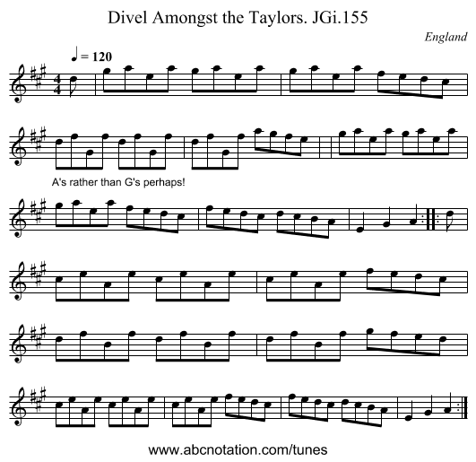 Divel Amongst the Taylors. JGi.155 - staff notation