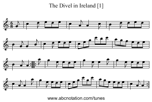 Divel in Ireland [1], The - staff notation