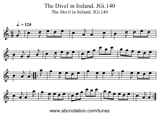 Divel in Ireland. JGi.140, The - staff notation