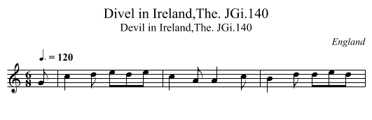 Divel in Ireland,The. JGi.140 - staff notation