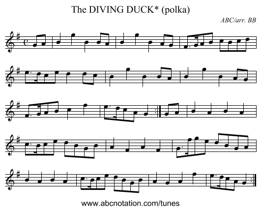 DIVING DUCK* (polka), The - staff notation