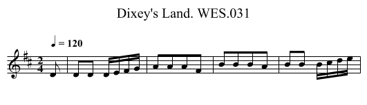 Dixey's Land. WES.031 - staff notation