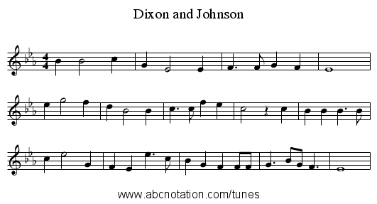 Dixon and Johnson - staff notation