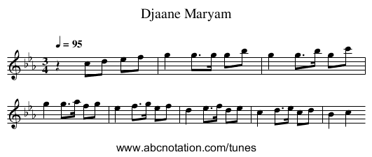 Djaane Maryam - staff notation