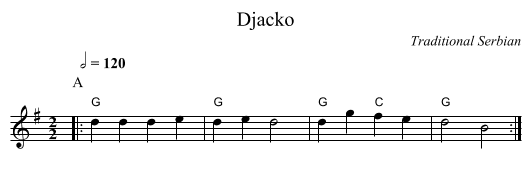 Djacko - staff notation