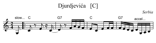 Djurdjevića   [C] - staff notation