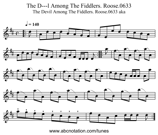D---l Among The Fiddlers. Roose.0633, The - staff notation