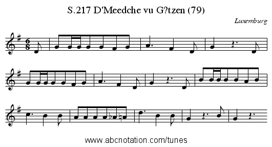 D'Meedche vu G?tzen (79), S.217 - staff notation