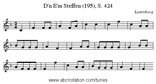 D'n E'm Steffen (195), S. 424 - staff notation