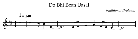 Do Bhí Bean Uasal - staff notation