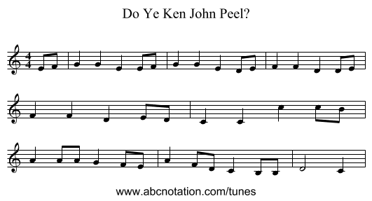 Do Ye Ken John Peel? - staff notation