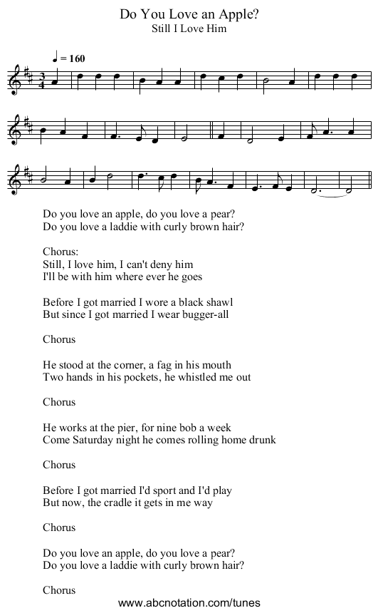 Do You Love an Apple? - staff notation