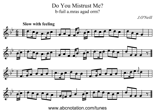 Do You Mistrust Me? - staff notation