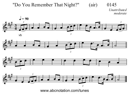 Do You Remember That Night?        (air)        0145 - staff notation