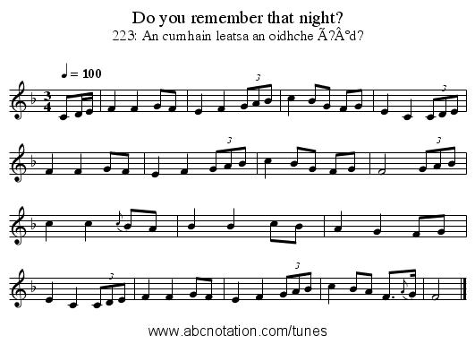 Do you remember that night? - staff notation