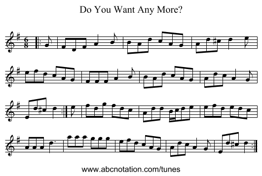 Do You Want Any More? - staff notation