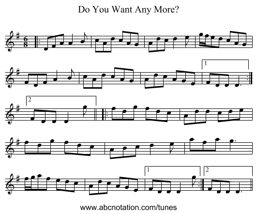 Do You Want Any More? - staff notation