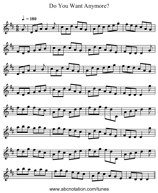 Do You Want Anymore? - staff notation
