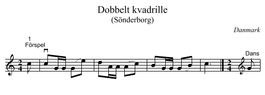 Dobbelt kvadrille - staff notation