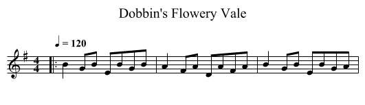 Dobbin's Flowery Vale - staff notation