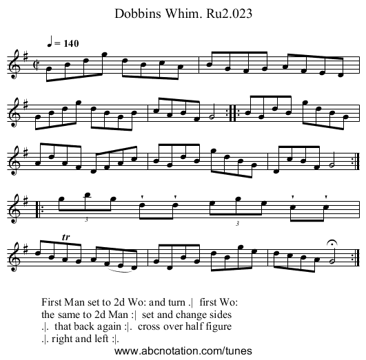 Dobbins Whim. Ru2.023 - staff notation