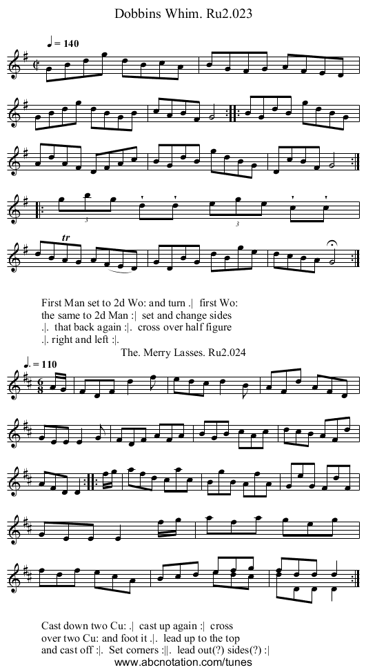 Dobbins Whim. Ru2.023 - staff notation