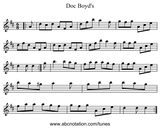 Doc Boyd's - staff notation