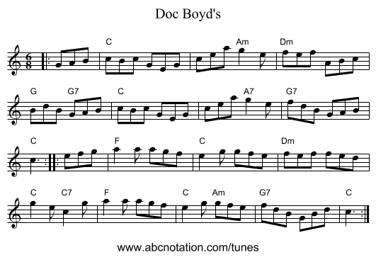 Doc Boyd's - staff notation