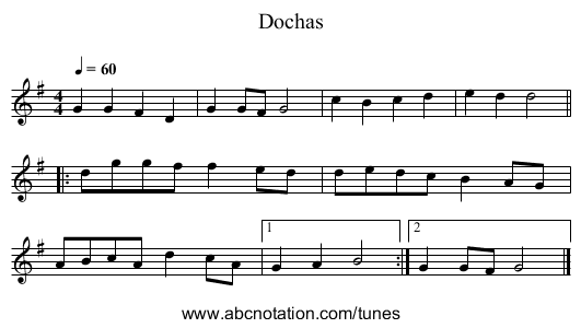 Dochas - staff notation